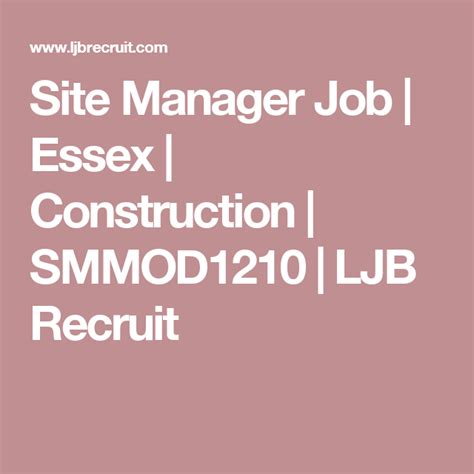 site manager jobs essex