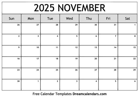 November Calendar Printable 2025 Free Morteza Harrison