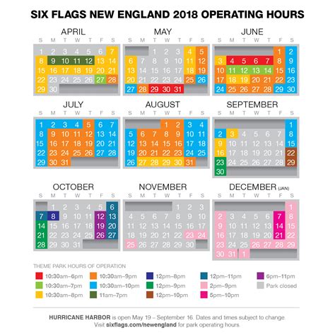 Six Flags New England Calendar
