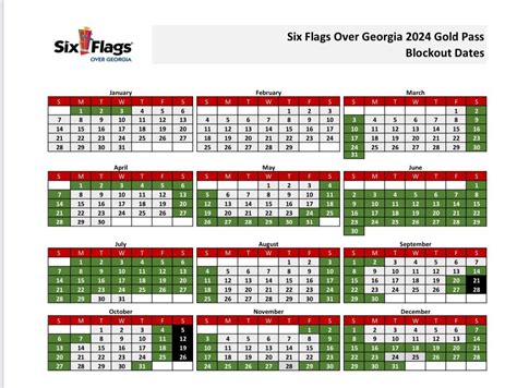 Six Flags Schedule Printable Versions