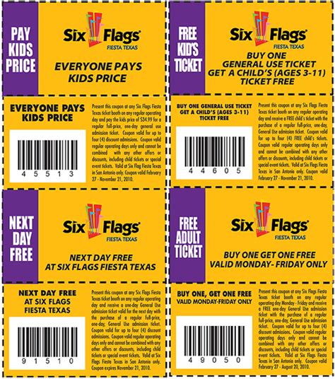 Six Flags Tickets Coupons Printable