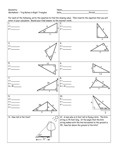 six trigonometric ratios worksheet answers