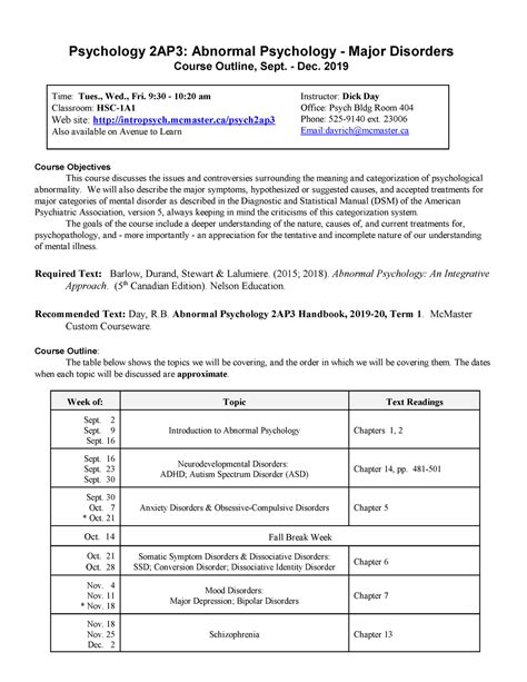 six week 2 courses psychology