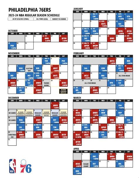 sixers schedule 2024