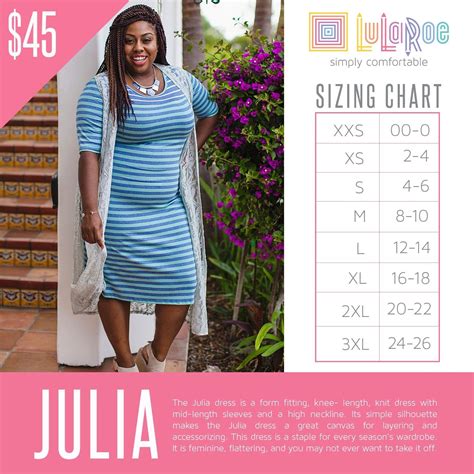LuLaRoe Julia Dress Sizing Chart!