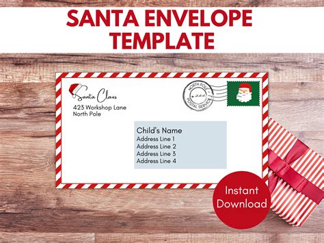 Size 10 Printable Santa Envelope