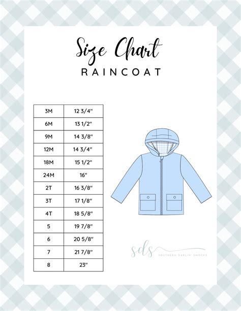 Size Chart For Raincoat
