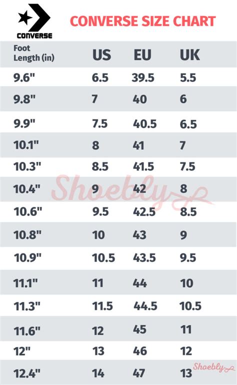 CONVERSE SIZE CHART ODTO