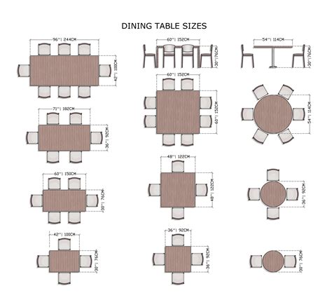 Sizes Of Dining Room Tables