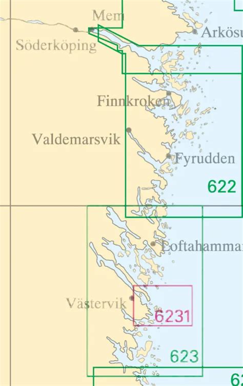 Sjökort för vägg Stora Askö Slätbaken Kartkungen sjökort 622 för vägg