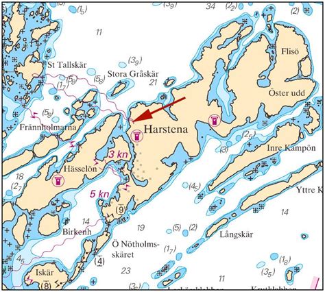 Inramat sjökort Hunnebo UA Gullholmen Kartkungen Sjökort 933