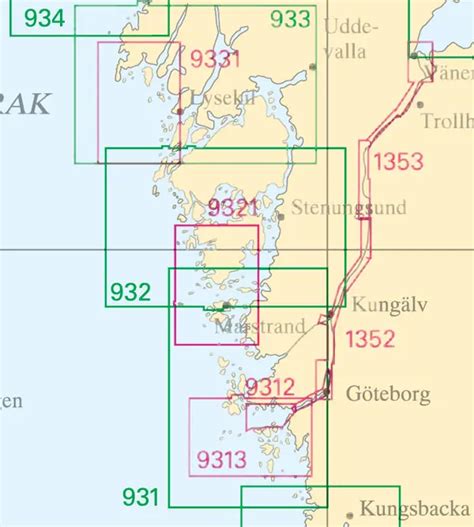 Sjökort för vägg GullholmenStenungsMarstrand Kartkungen kort 932