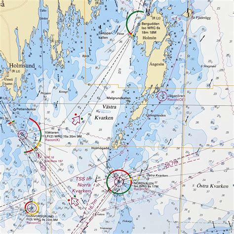 Inramat sjökort Bottenviken Södra Kartkungen Sjökort 42 för väggen