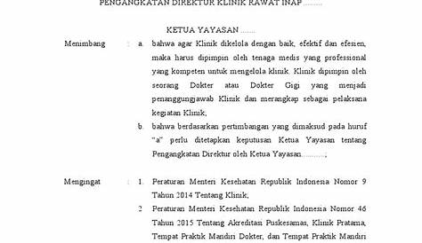 Contoh Sk Pengangkatan Direktur Klinik Kumpulan Materi - Riset