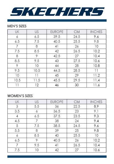 Skechers Size Chart Printable