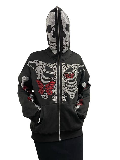 skeleton full zip hoodie
