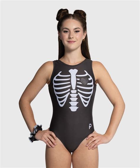 WOMENS LONG SLEEVED SKELETON BODYSUIT LEOTARD (MTC) (12/14 (M/L), BLACK