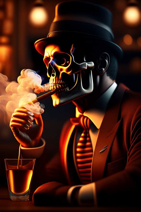 skeleton smoking a cigar