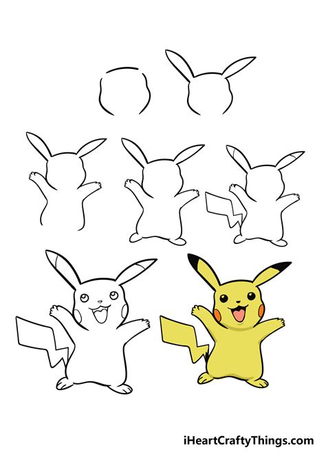 sketch how to draw pikachu step by step