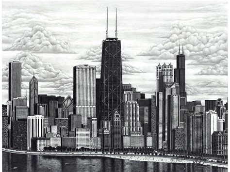 sketch of chicago skyline