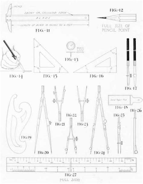 Free Sketches Of Drawing Instruments With Pencil