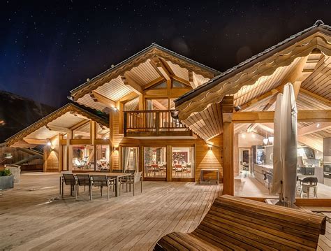 Ski Chalet At Night
