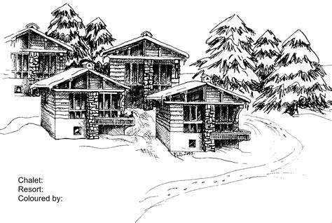 Ski Chalet Drawing