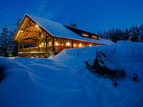 Ski Lodge At Night