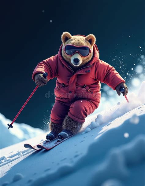 Skiing Bear Drawing