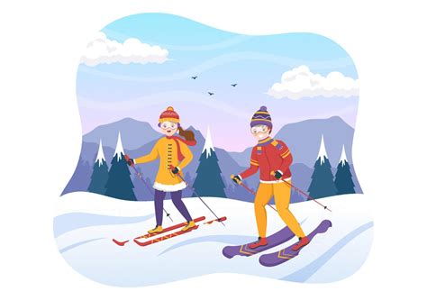 Skiing Landscape Illustration
