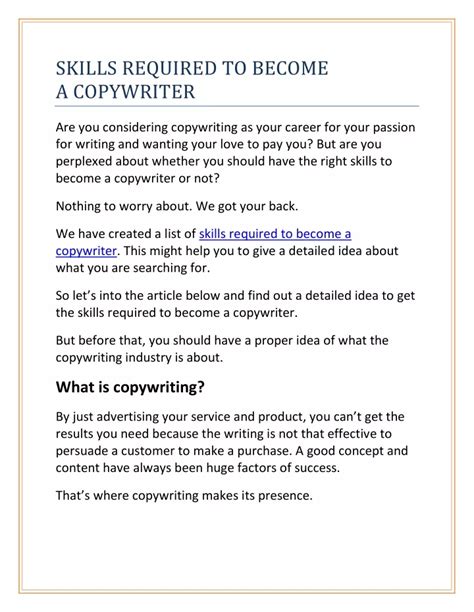 skills needed to become a copywriter