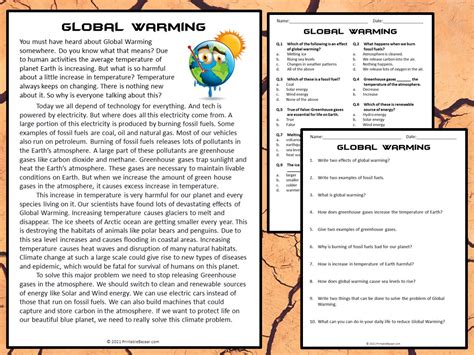 skills worksheet active reading section global warming