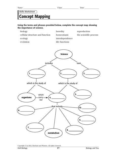skills worksheet concept mapping