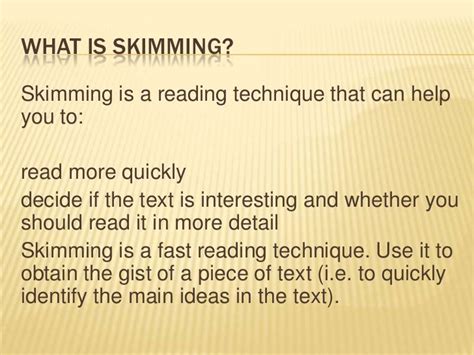 Skimming Unit Definition