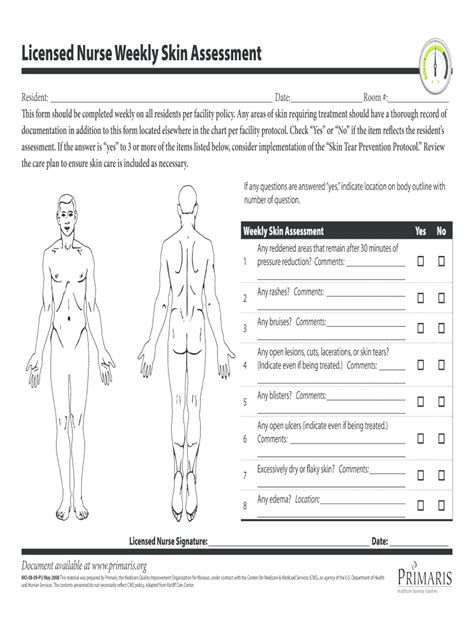 Skin Assessment Tool Printable