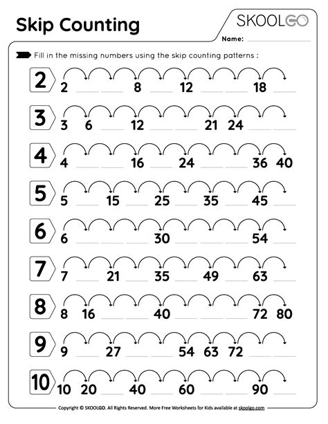 Skip Counting Worksheet Printable