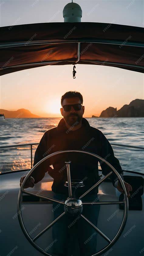 skipper driving boat