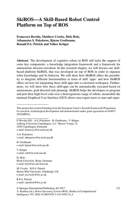 Skiros A Skill-Based Robot Control Platform On Top Of Ros