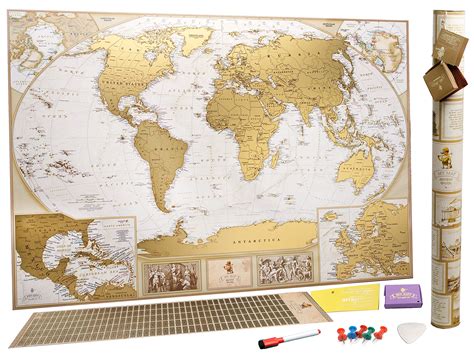 Scratchoff map, skrapbar världskarta Köp på Tradera (523416116)