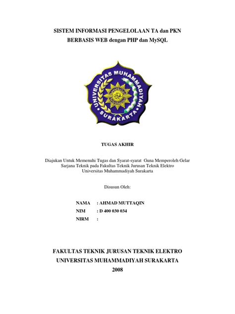 Contoh Proposal Skripsi Sistem Informasi Sekolah Berbagai Contoh