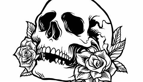 Skull and Roses Outline by vikingtattoo on DeviantArt