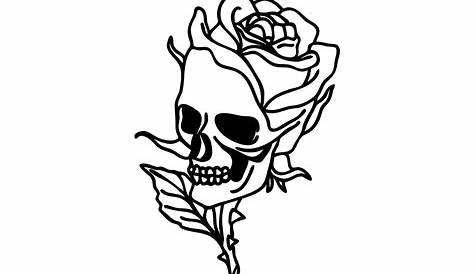 Simple Skull Drawing, Skull And Rose Drawing, Skulls Drawing, Roses