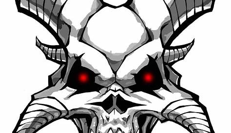 Demon Face with Fire Skulls - Flyland Designs, Freelance Illustration