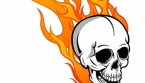 Skull on fire with flames Royalty Free Vector Image | Drawing flames