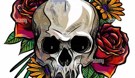Skull with flowers by minnight on DeviantArt