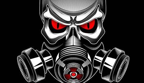 Premium Vector | Detailed colorful human skull with gas mask | Gas mask
