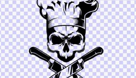 The Black Skull with Chef Hat. Isolated Vector Illustration Stock