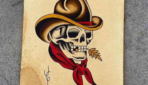 Cowboy Hat Skull | Tattoo art drawings, Skull art drawing, Skull art