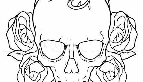 Skull With Roses Drawing at GetDrawings | Free download