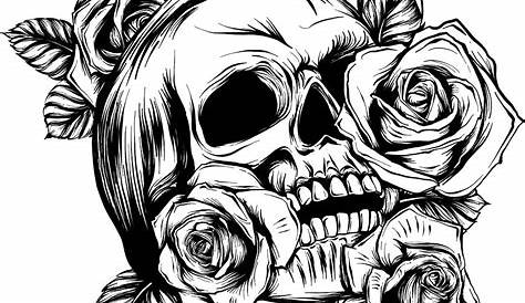 Skulls and flowers clipart | Skull and flowers, Skull illustration
